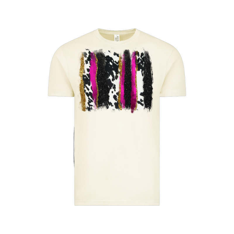 Cow , Yellow And Pink Glitter Brushstrokes Vintage Tee by AdoDesignShop | Teevron