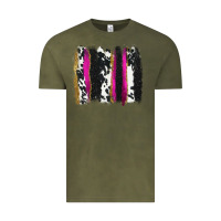 Vintage Olive cow , yellow and pink glitter brushstrokes Vintage Tee - AdoDesignShop