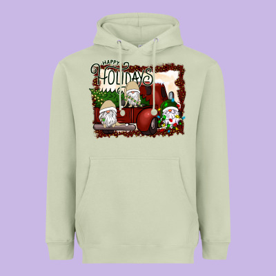 Happy Holidays Gnomes Christmas Truck Heavyweight Hoodie Designed By Bettercallsaul