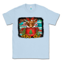 Dusty Blue hot coco christmas highland cow with background Classic Tee - Jasminsmagicworld