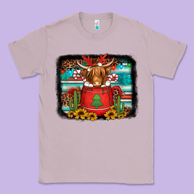Hot Coco Christmas Highland Cow With Background Classic Tee Designed By Jasminsmagicworld