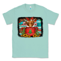 Seafoam hot coco christmas highland cow with background Classic Tee - Jasminsmagicworld