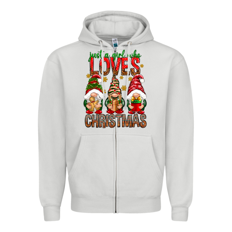 Just A Girl Who Loves Christmas Zipper Hoodie by NancyCooperArtShop | Teevron