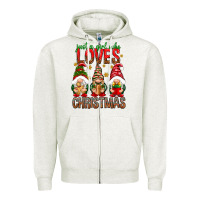 Oatmeal Heather Just a girl who loves Christmas Zipper Hoodie - NancyCooperArtShop