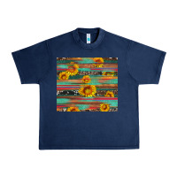 Navy sunflower serape wood and cowhide Urban Heavy Tee - Artiststas