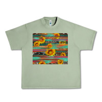Oil Green sunflower serape wood and cowhide Urban Heavy Tee - Artiststas