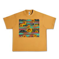 Peanut Butter sunflower serape wood and cowhide Urban Heavy Tee - Artiststas
