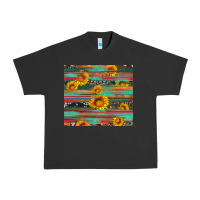 Pigment Black sunflower serape wood and cowhide Urban Heavy Tee - Artiststas