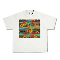 Pistachio sunflower serape wood and cowhide Urban Heavy Tee - Artiststas