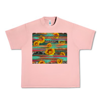 Salmon sunflower serape wood and cowhide Urban Heavy Tee - Artiststas