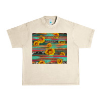 Sandshell sunflower serape wood and cowhide Urban Heavy Tee - Artiststas