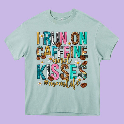 I Run On Caffeine And Kisses Mothers Day Heavy Core Tee Designed By Texasbilliewilder
