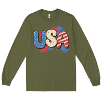 Army Green usa Long Sleeve Tee - MaliasSmallBusiness