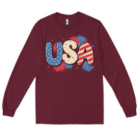 Burgundy usa Long Sleeve Tee - MaliasSmallBusiness