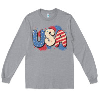 Heather Grey usa Long Sleeve Tee - MaliasSmallBusiness