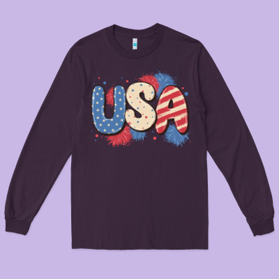 Usa Long Sleeve Tee Designed By Maliassmallbusiness