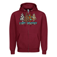 Burgundy Happy Holidays Trees Zipper Hoodie - MaliasSmallBusiness