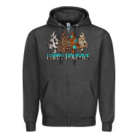 Charcoal Heather Happy Holidays Trees Zipper Hoodie - MaliasSmallBusiness