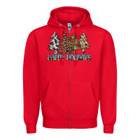 Red Happy Holidays Trees Zipper Hoodie - MaliasSmallBusiness
