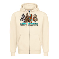 Sandshell Happy Holidays Trees Zipper Hoodie - MaliasSmallBusiness