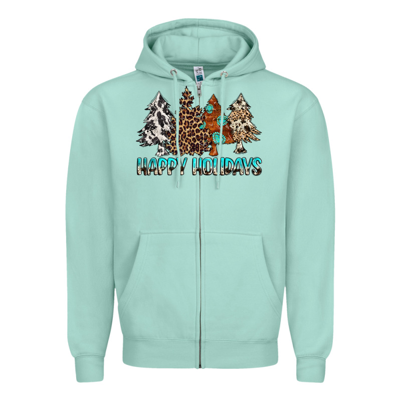 Happy Holidays Trees Zipper Hoodie by MaliasSmallBusiness | Teevron