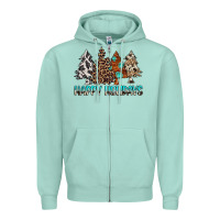 Seafoam Happy Holidays Trees Zipper Hoodie - MaliasSmallBusiness