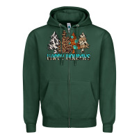 Sports Green Happy Holidays Trees Zipper Hoodie - MaliasSmallBusiness