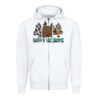 White Happy Holidays Trees Zipper Hoodie - MaliasSmallBusiness