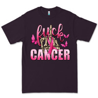 Plum Fuck Cancer with Butterflies Premium Tee - texasbilliewilder