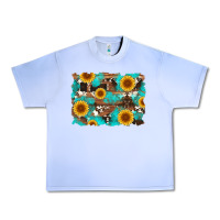 Grape Ice sunflower and cowhides with wood and turquoise background Urban Heavy Tee - Artiststas