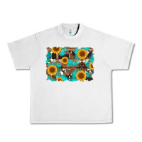 Lunar Rock sunflower and cowhides with wood and turquoise background Urban Heavy Tee - Artiststas