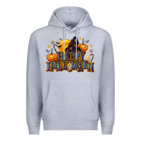 Heather Grey Happy Halloween Premium Hoodie - texasbilliewilder