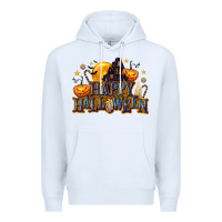 White Happy Halloween Premium Hoodie - texasbilliewilder
