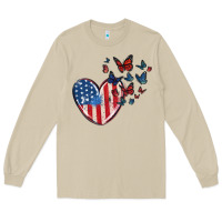 Mushroom 4th of july american flag heart butterfly Long Sleeve Tee - MaliasSmallBusiness
