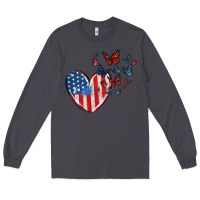 Smoke 4th of july american flag heart butterfly Long Sleeve Tee - MaliasSmallBusiness