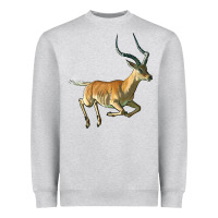 Heather Grey Impala Antelope Illustrations Heavyweight Sweatshirt - LillyAllenDesigns