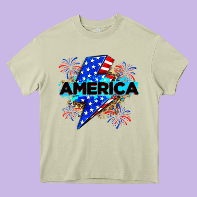America With Lightning Bolt Heavy Core Tee Designed By Zillion Design Studio