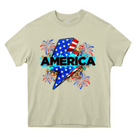 Mossy America with lightning bolt Heavy Core Tee - Zillion Design Studio