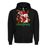 Black My 1st. Christmas with cute snowman Zipper Hoodie - NancyCooperArtShop