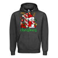 Charcoal Heather My 1st. Christmas with cute snowman Zipper Hoodie - NancyCooperArtShop