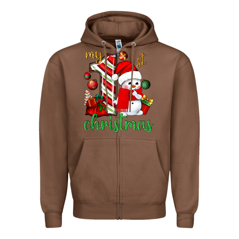 My 1st. Christmas With Cute Snowman Zipper Hoodie by NancyCooperArtShop | Teevron