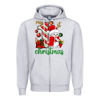 Heather Grey My 1st. Christmas with cute snowman Zipper Hoodie - NancyCooperArtShop