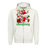 Oatmeal Heather My 1st. Christmas with cute snowman Zipper Hoodie - NancyCooperArtShop
