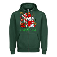 Sports Green My 1st. Christmas with cute snowman Zipper Hoodie - NancyCooperArtShop
