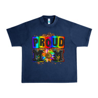 Navy proud mom with sunflower Urban Heavy Tee - AdoDesignShop