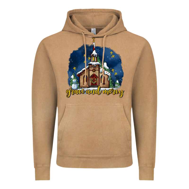Christmas Church And Snow Grace And Mercy Vintage Hoodie by AdoDesignShop | Teevron