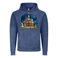 Vintage Denim Christmas church and snow grace and mercy Vintage Hoodie - AdoDesignShop
