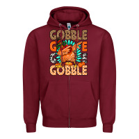 Burgundy Gobble Gobble Gobble Zipper Hoodie - MaliasSmallBusiness