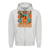Dove Grey Gobble Gobble Gobble Zipper Hoodie - MaliasSmallBusiness