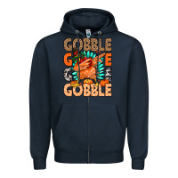 Navy Gobble Gobble Gobble Zipper Hoodie - MaliasSmallBusiness